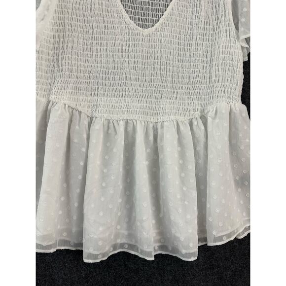 Torrid Peplum Chiffon Clip Dot Smocked Top 0 0X XL L Beachy - Picture 2 of 11